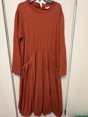 Zadie b’s Cozy Long Sleeve coral Pocket Dress
